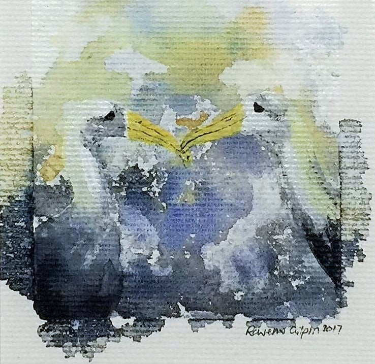 Finding Love | Albatross | Original Watercolour on canvas 6 x 6 cm